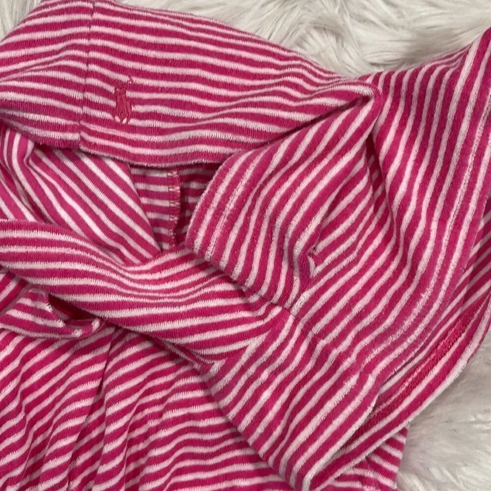 Ralph Lauren Girls Pink And White Strapless Ruffle Romper Sz M